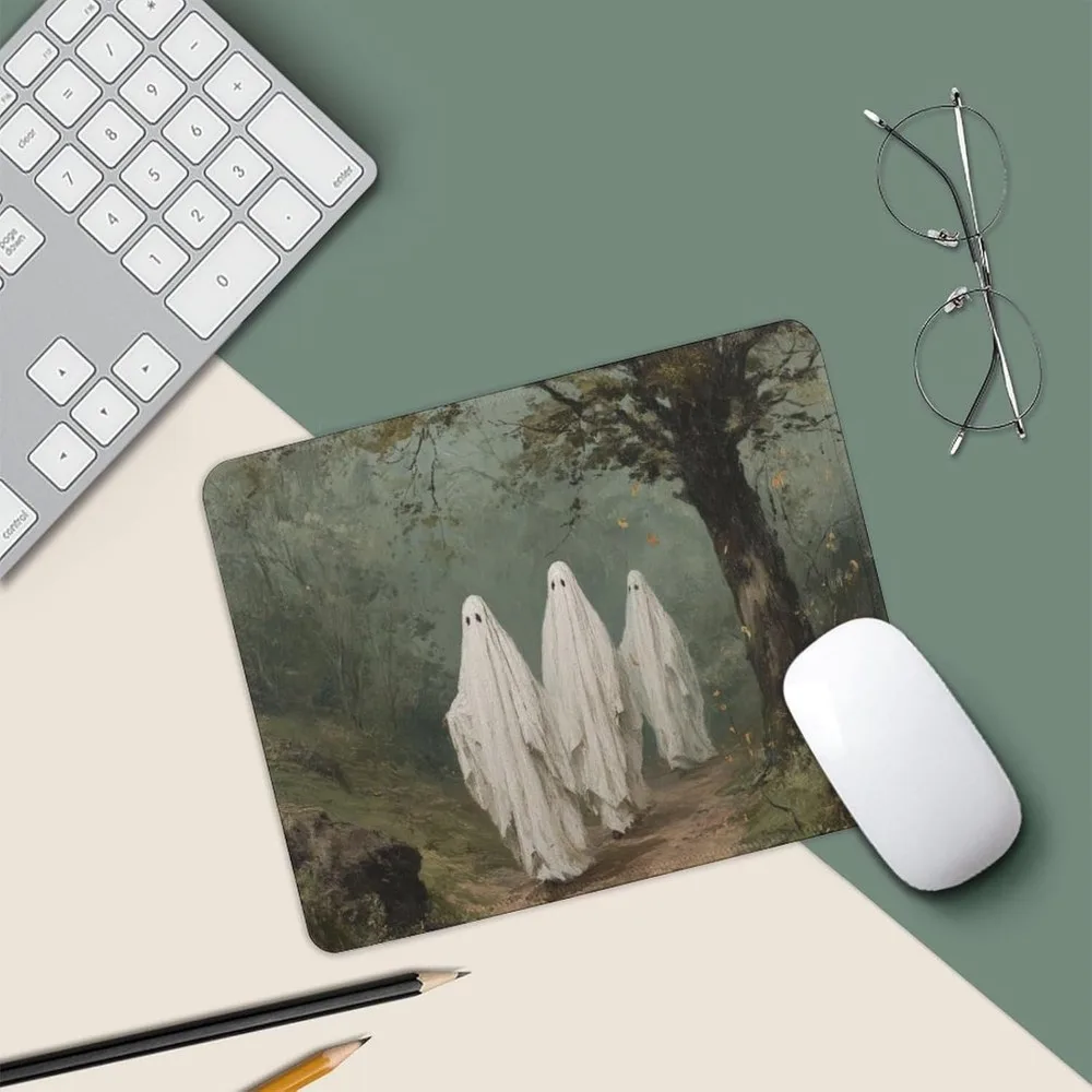 Antique-Style Ghosts Stroll Woodland Mouse Mat for Office and Laptop Desk with Grippy Rubber Base