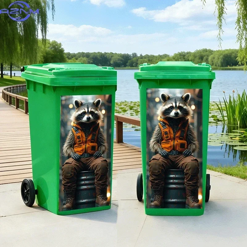 2D Print Graphic Bin Decal Creative Refresh Ornament for Indoor Outdoor Garbage Dustbin