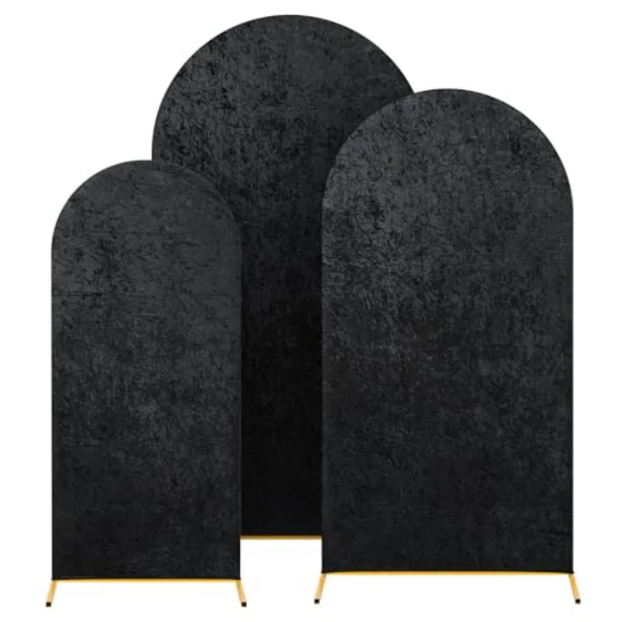 

Набор из 3 черных бархатных чехлов для свадебных арков длиной 5 футов, 6 футов, 7 футов, черные бархатные чехлы для арочных луков для круглого верха, подставки для дня рождения