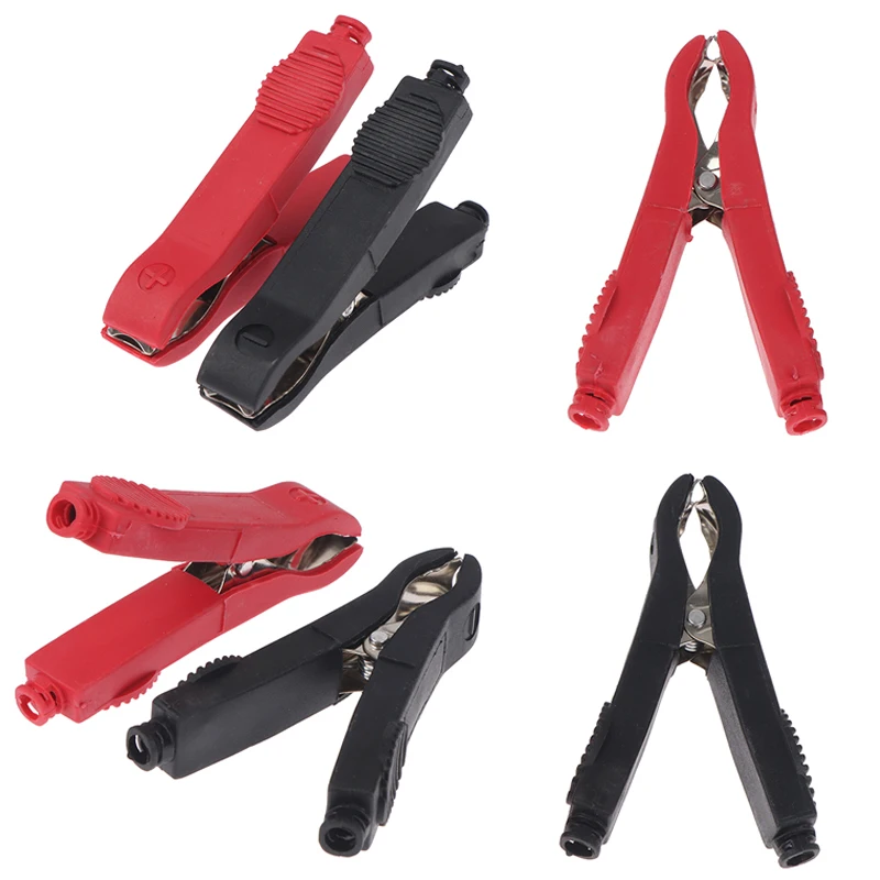 2Pcs 50A Red Black 75mm Insulated Crocodile Crocodile Car Caravan Van Battery Test Lead Clips Best Promotion Alligator Clips