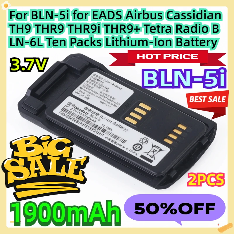 

For BLN-5i for EADS Airbus Cassidian TH9 THR9 THR9i THR9+ Tetra Radio BLN-6L Ten Packs 1900mAh 3.7V 11.1Wh Lithium-Ion Battery