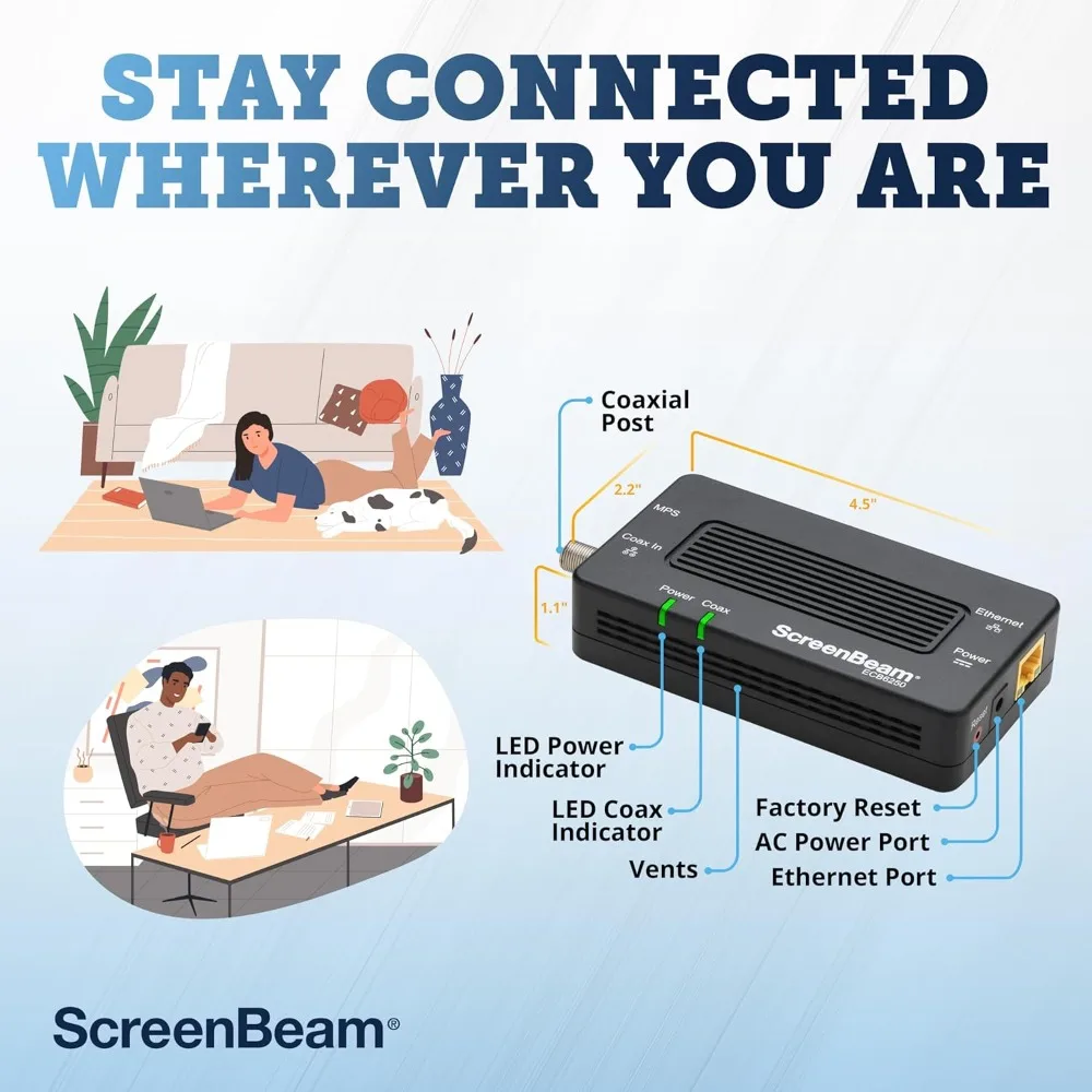 محول شبكة MoCA 2.5 المستعبدين لإنترنت عالي السرعة، Ethernet Over Coax - مجموعة المبتدئين (الطراز: ECB7250K02) #6
