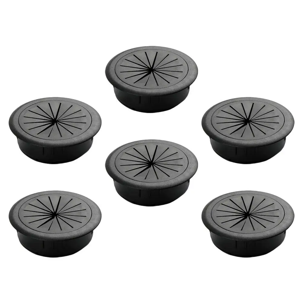 6Pcs Desk Cable Wire Grommets Black Zinc Alloy Cable Hole Covers for Pc Computer Wire Organizer Desktop Management