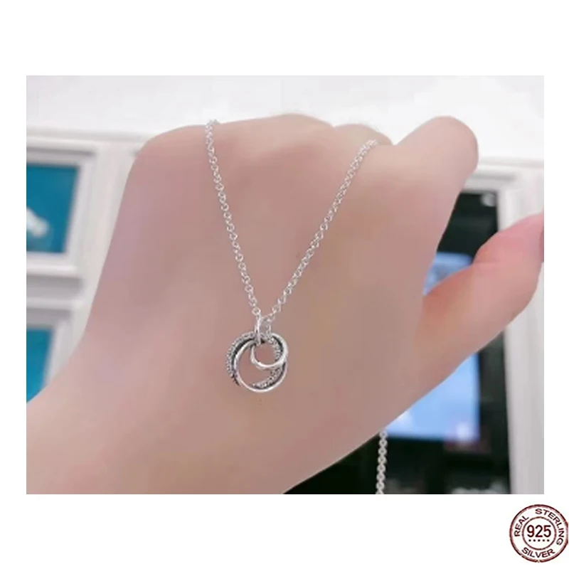 Wrapped crystal 925 sterling silver exquisite charm necklace Valentine's Day classic jewelry lover friend gift