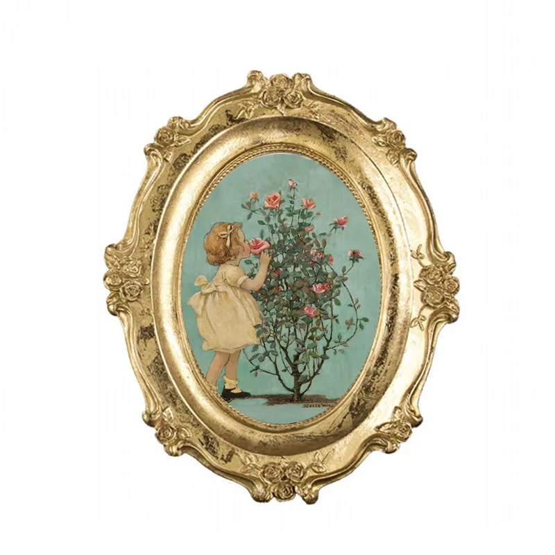 4x 6 Inch Retro Distressed Gold Photo Frame European Style Resin Photo Frame Wedding Photo Frame Oval Photo Wall Combination