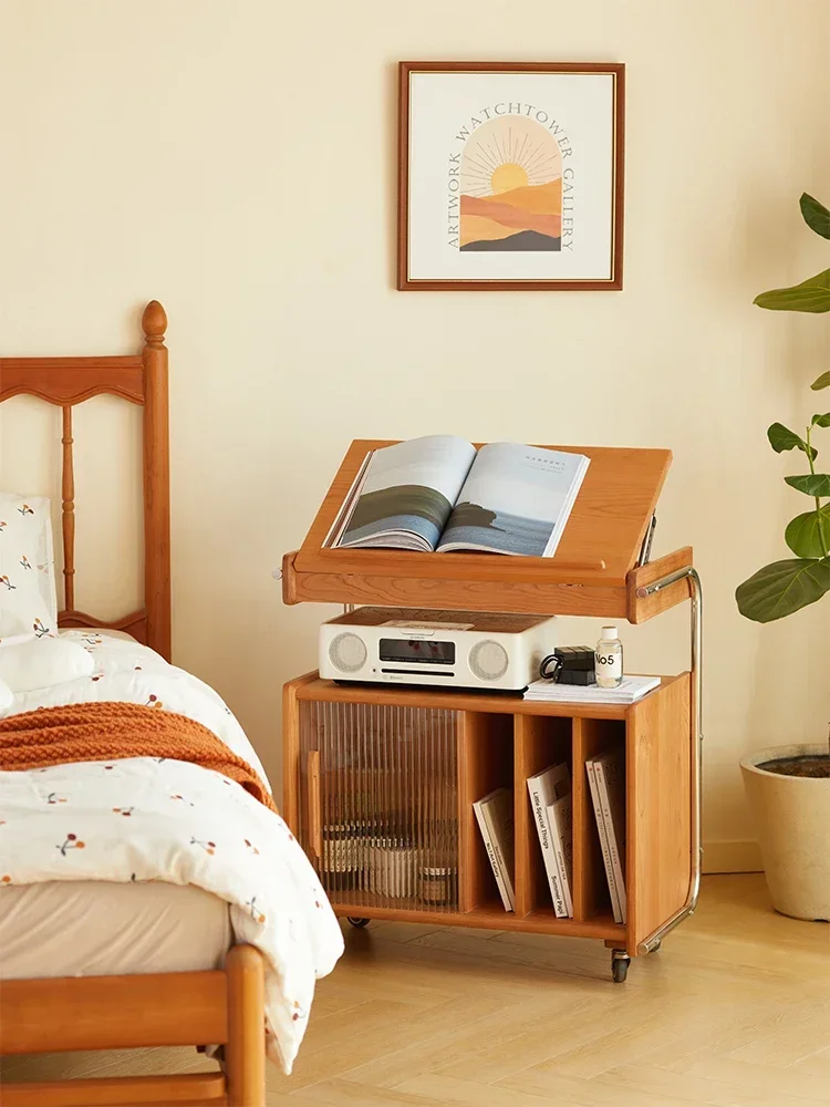 

Solid Wood Sofa Side Cabinet Storage Cabinet Japanese Trolley Bookshelf