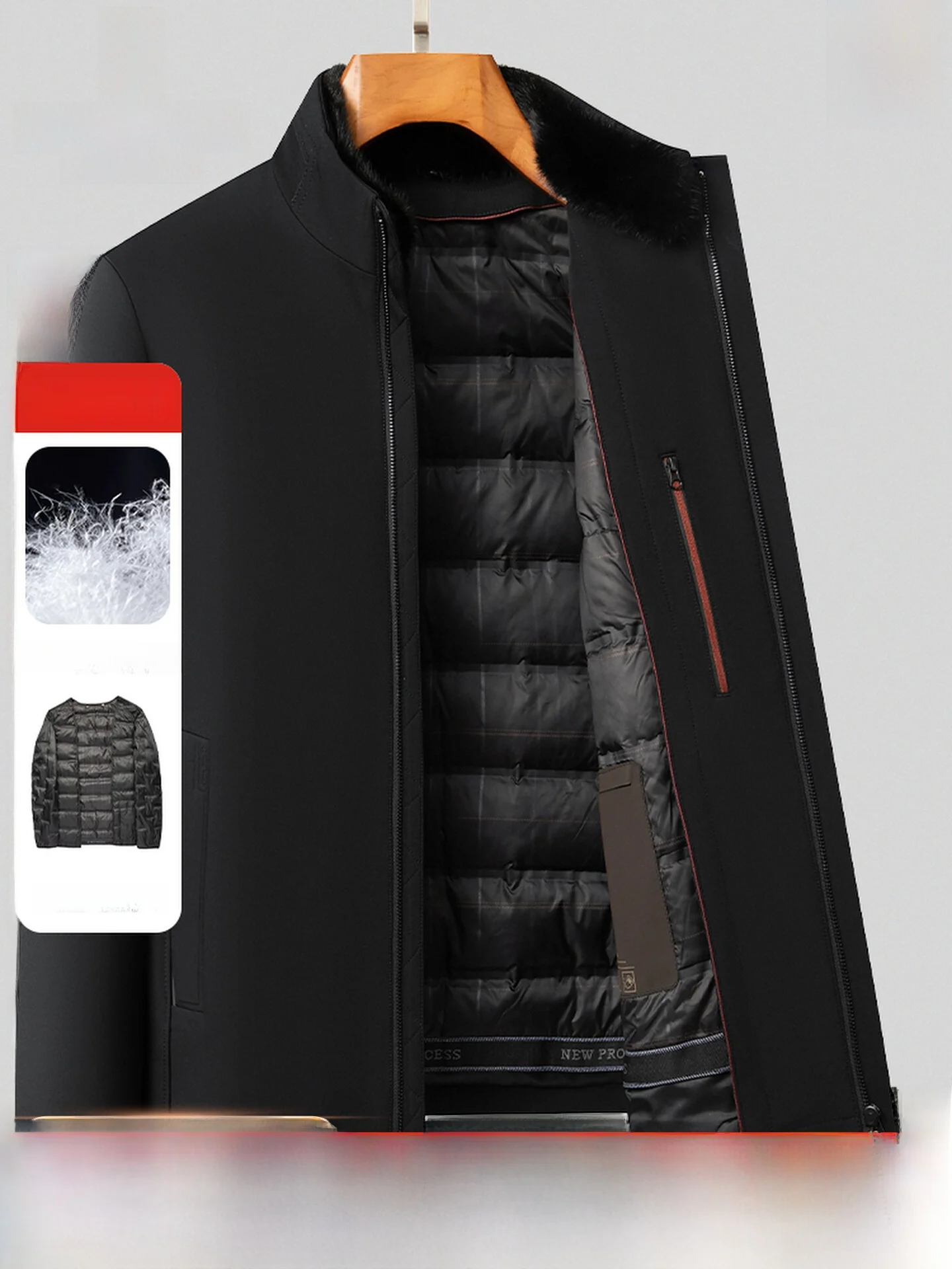 

Pierre Cardin Men's Thiened Goose down Jaet Stand Collar Warm Busin Casual Faion Autumn Winter Coat for Middle-Aged