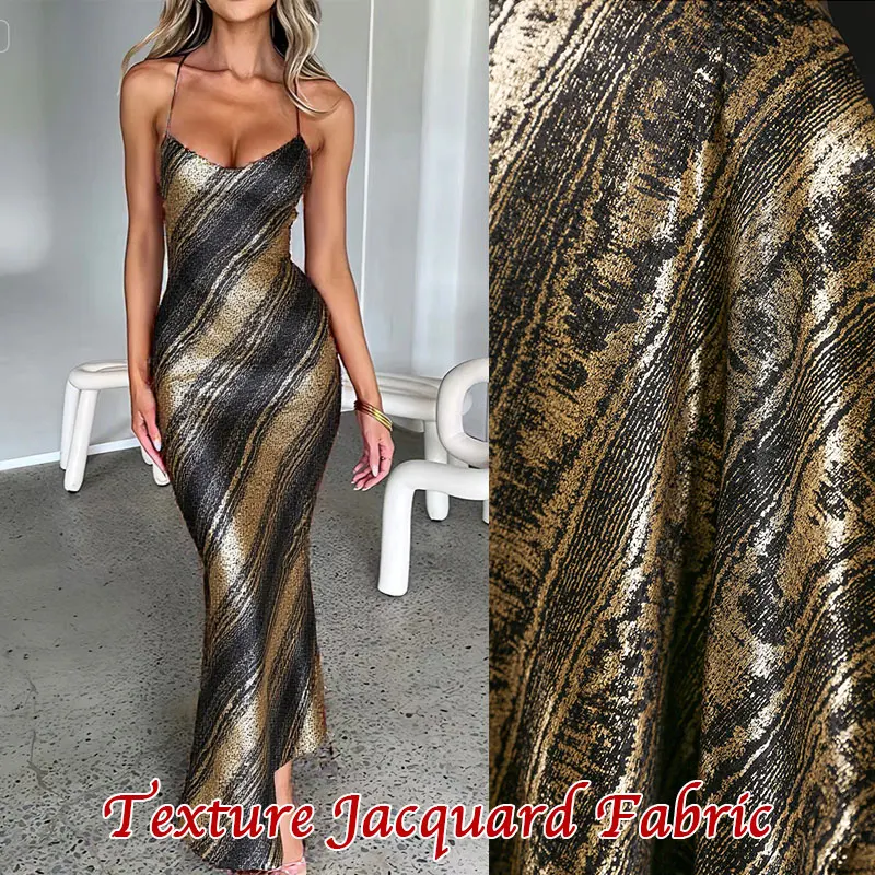 

50*145cm Vintage Bronzing Fabric For Diy Sewing Drape Cardigan Coat Shirt Clothing Texture Jacquard Designer Fabric