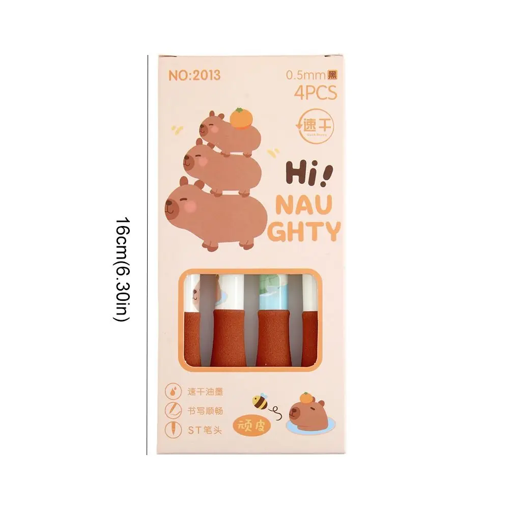 1pcs/4pcs/box Stationery Kawaii Capybara Gel Pen Black Ink Cartoon Signature Pen 0.5mm Nib Cute Writing Pen School