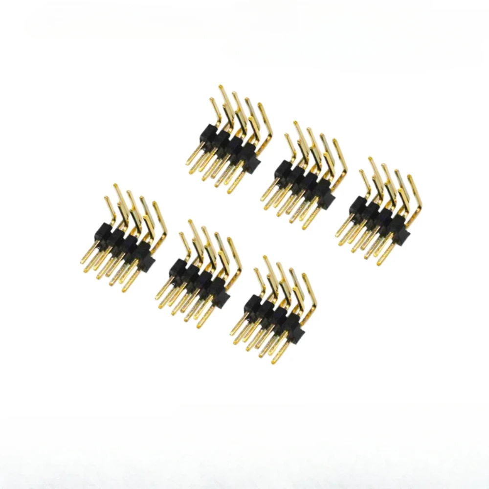 

100pcs 1.27mm Dual 90D 2*2P 3 4 5 6 7 8 10 12P 40P Double Row Right Angle RA PCB Jumper Strip Rohs Gold-plated Male Pin Header