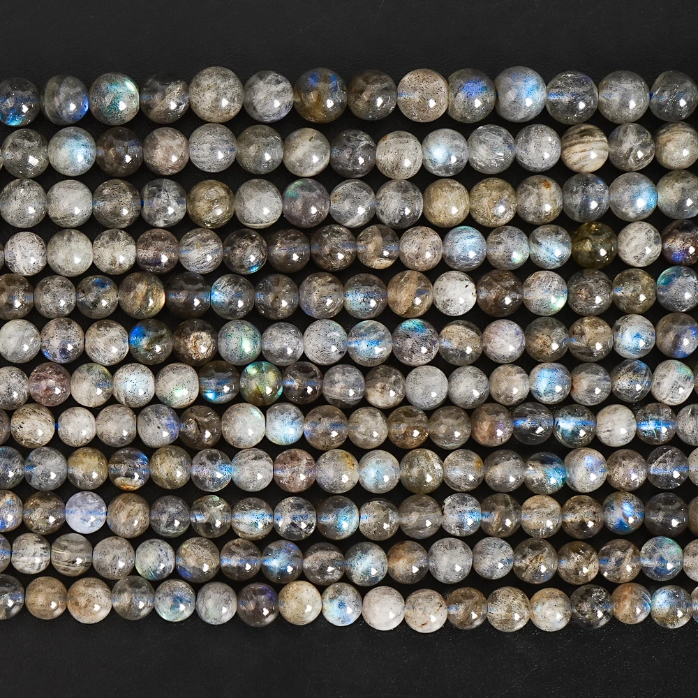 Natural Grey Labradorite Beads Round Loose Gemstone Beads for Jewelry Making Wholesale Sparkling Energy Healing Chakra Stones view 3