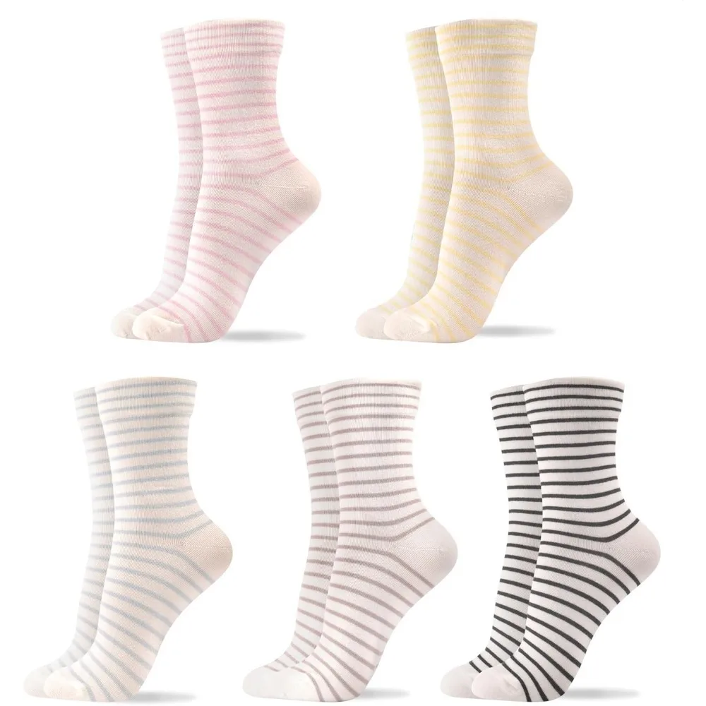 

Women's Cotton Crew Socks - Cute Flower Graphic Polka Dot Striped Heart Patterned - Ladies Girls Casual Socks Size 6-8