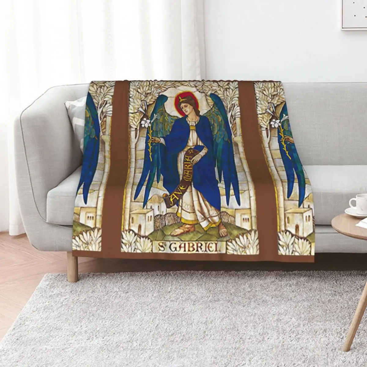 

St Gabriel Angel Catholic Saint Archangel Throw Blanket Bed Fashionable Sofa Throw christmas gifts Designers Blankets