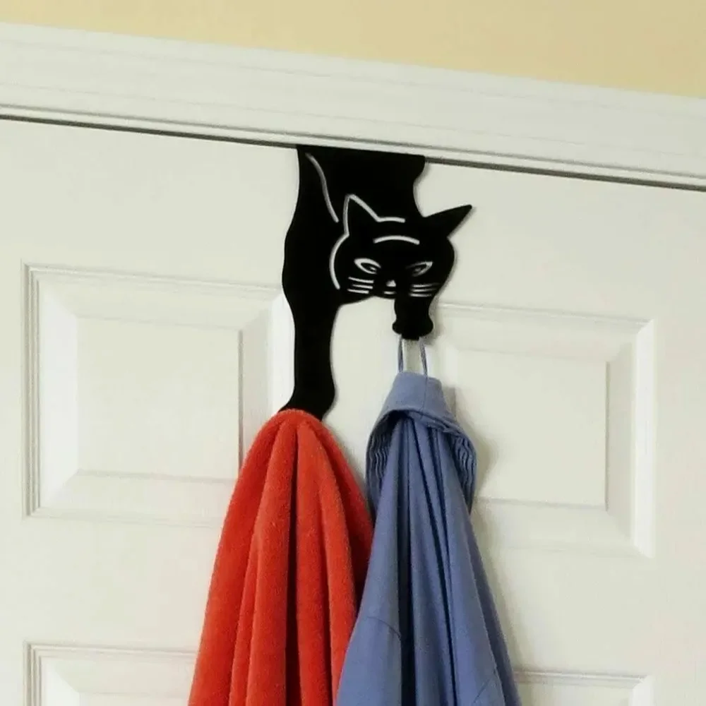 Kitty Cat Hanger Hooks Over The Door Metal Hanger Home Decor Metal Art Vintage Metal Plate Wall Art  Vintage