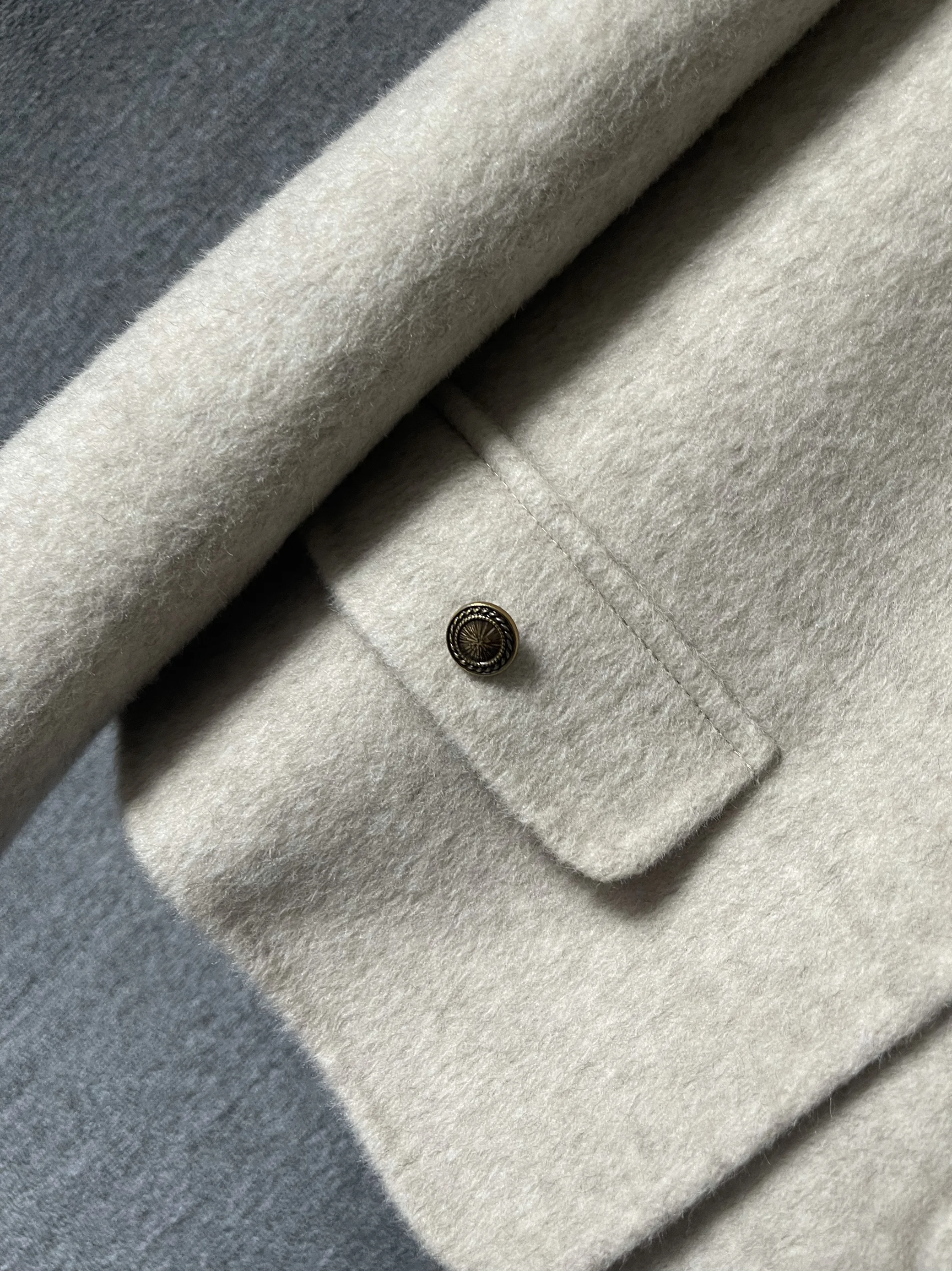 

Double-Faced Camere Woolen Coat ort round Ne Oaeal Color Small Size Woolen Outerwear Autumn Winter New Arrival