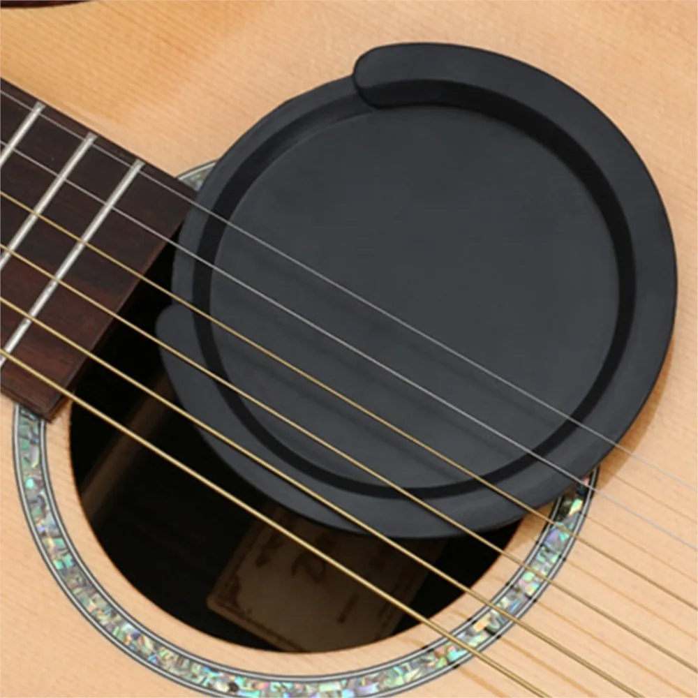 Guitar Soundhole Cover Black Suppressor Soft Rubber Guitar Feedback Eliminator For 38-41 Inch Guitar