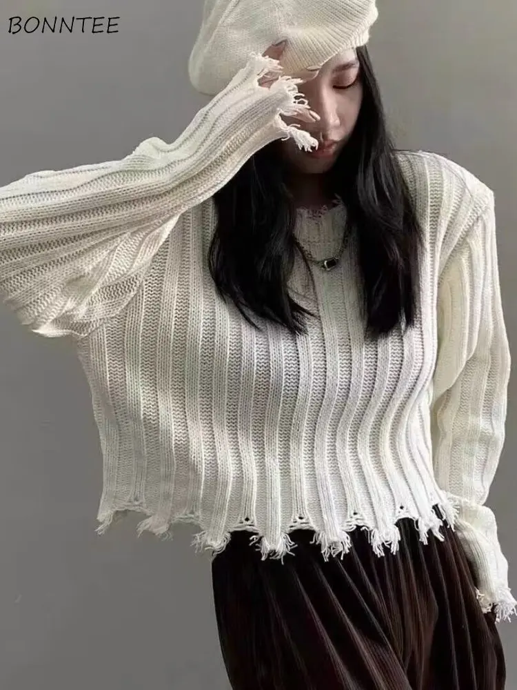 

Pullovers Women Daily Lovely Popular Simple All-match Korean Style Ladies Loose Leisure O-neck Autumn Creativity Solid Knitting