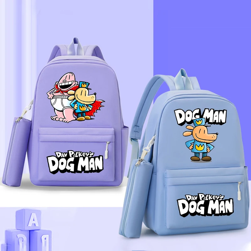 

Dog Man Backpack Pencil Case Set Cartoon Anime Large Capacity Schoolbag Pen Bag Student Youth Waterproof and Lightweight Bookbag
