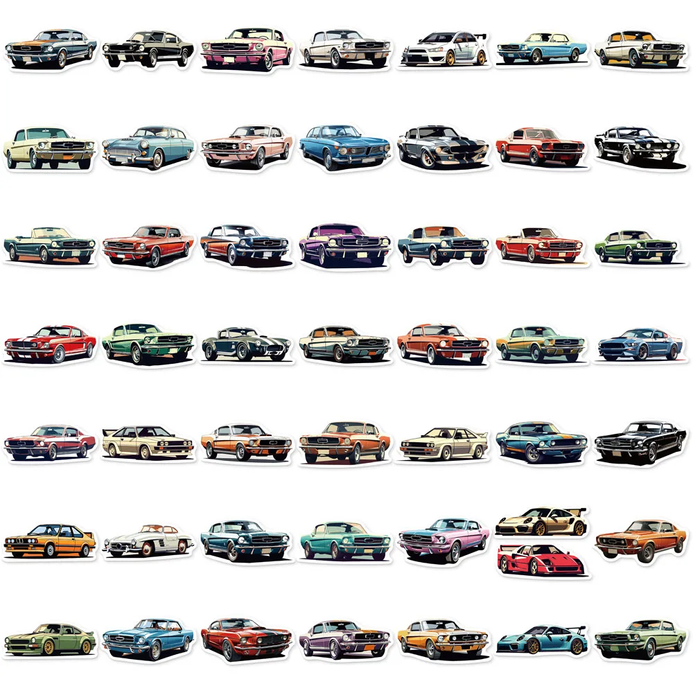 50 個漫画車人気楽しいステッカー DIY ステッカー手作りタグタブレットコンピュータ水カップおもちゃ装飾ステッカー