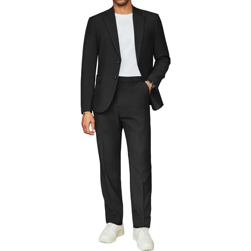 

Men's 2 Piece Suit Slim Fit Two Buttons Dress Suits Solid Jacket And Pants Set Tuxedo For Wedding Prom Business