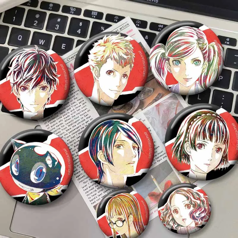 PPERSONA5 Game Peripheral Badge Joker Ann Goro Makoto Haru Ryuji Yusuke Caroline Pin Cosplay Brooch Accessories Jewelry Ornament