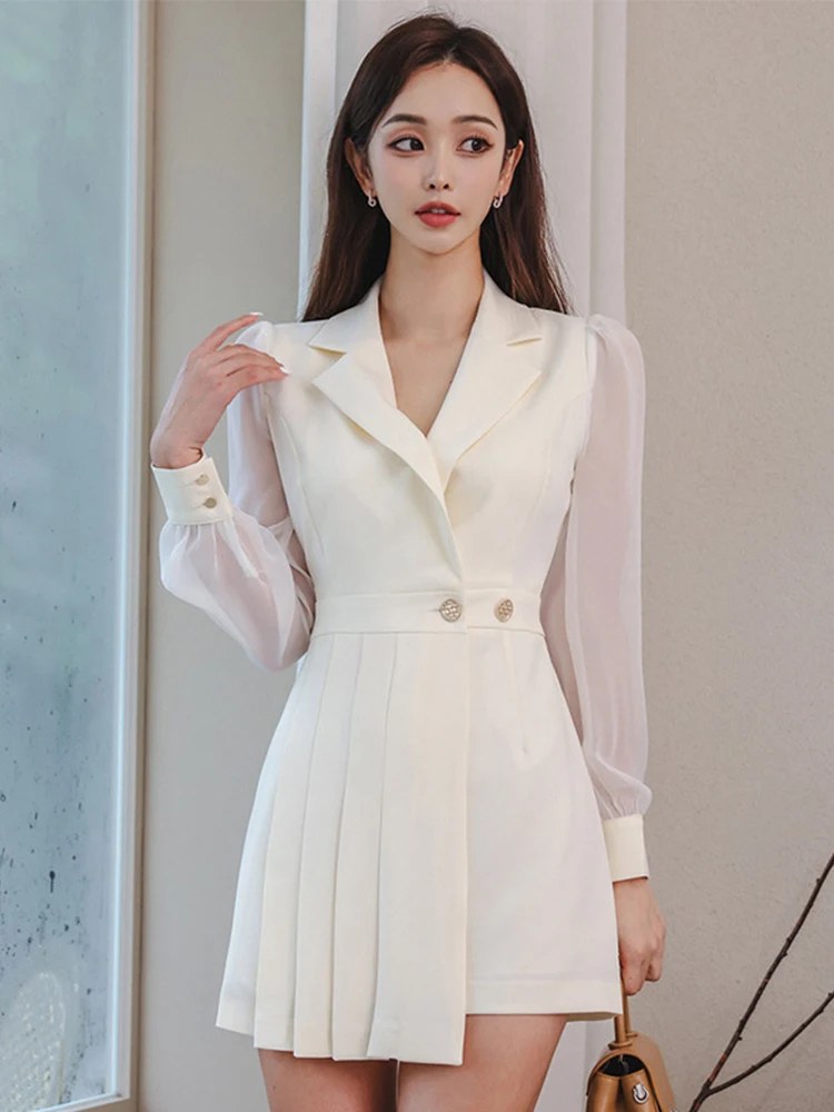 New Spring Ladies Work Style Formal Short Dresses Women Clothes Elegant Office Commute Long Sleeve Slim Mini Dress Mujer Vestido