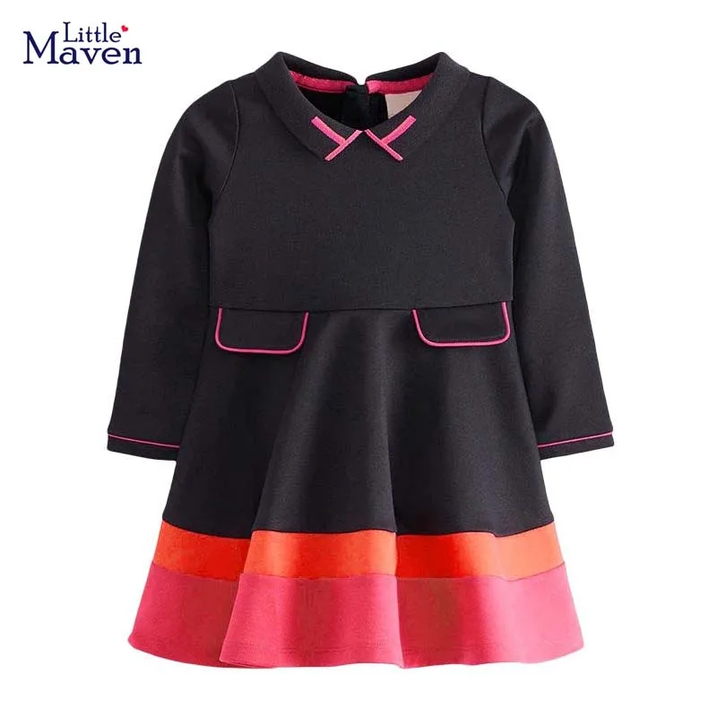 Little maven Long Sleeves  Dress Rabbit Baby Girls Casual Clothes Cotton Elegant and Pretty for Toddler Kids 2 to 7 year