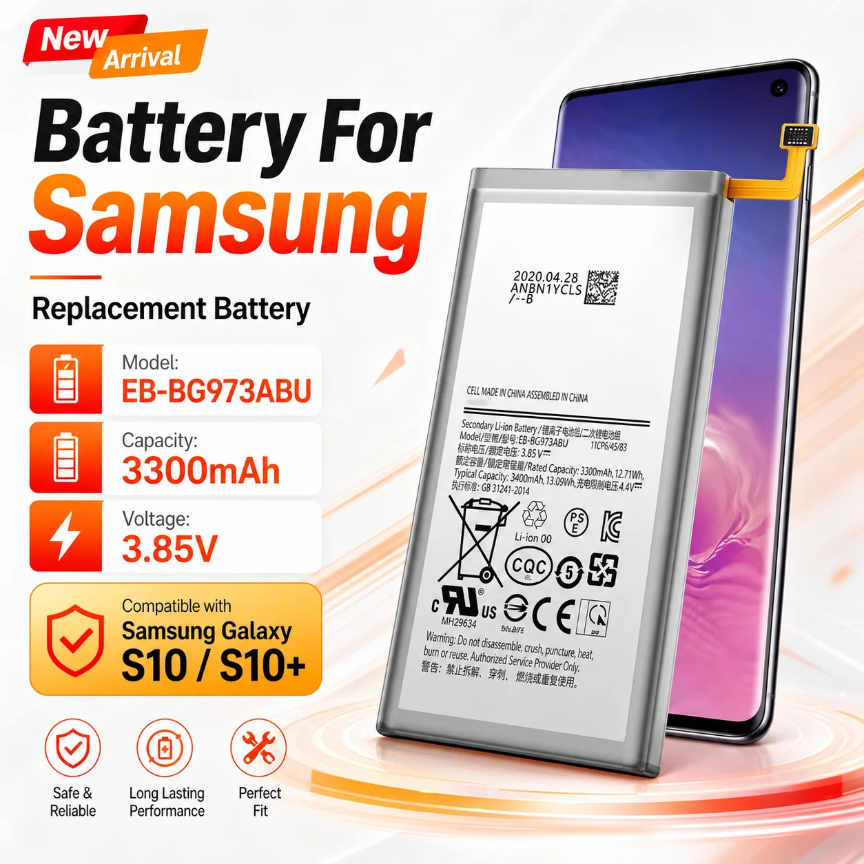 Premium Replacement Phone Battery For Samsung Galaxy S10e S10 S9 S8 Plus Note 10 8 S20 Ultra S21 FE A50 A30 A30S