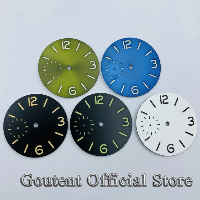 Goutent 37mm sterylny czarny biały niebieski zielony tarcza zegarka pomarańczowe znaki pasują do części zegarka z mechanizmem ETA 6497 ST36