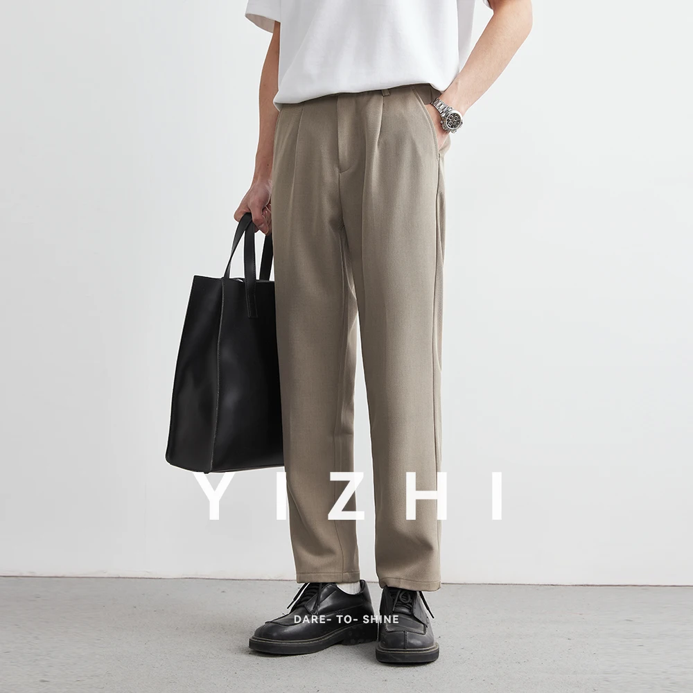 2025 Summer Men's Suit Pants New Loose Straight Casual Pants Fashionable and Versatile Button Men Pocket Pants S-3XL