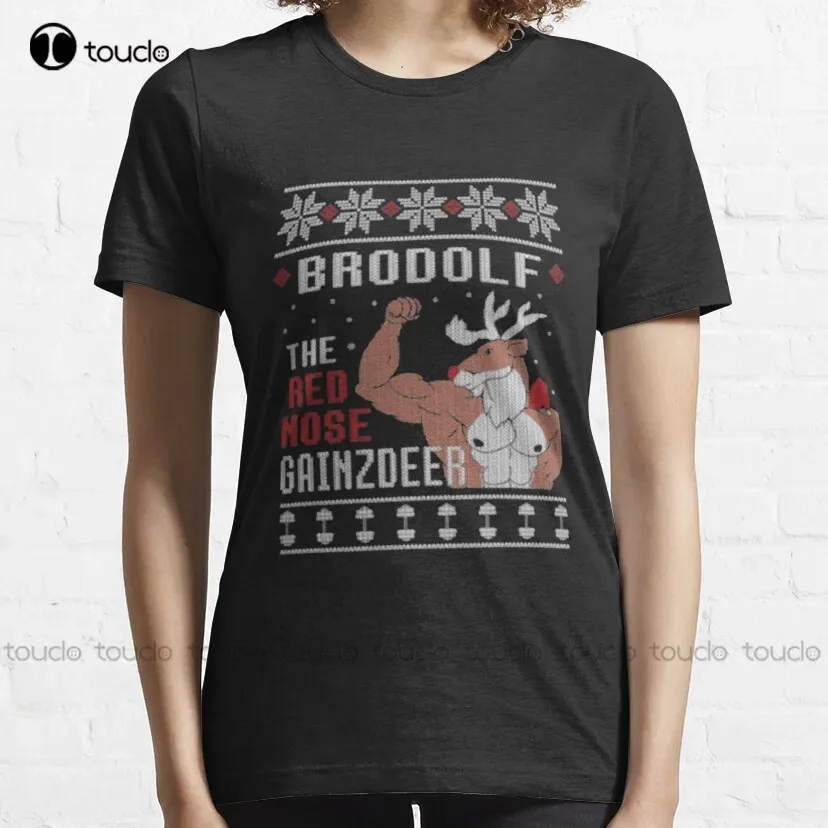 Brodolf The Red Nose Gainzdeer  Classic T-Shirt Womens T Shirts Graphic Custom Aldult Teen Unisex Digital Printing Tee Shirt New