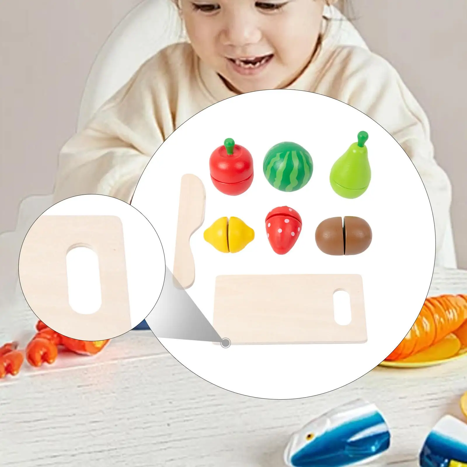 Cutting Play Food Toys Kitchen Pretend Playset for Childrens Preschool
