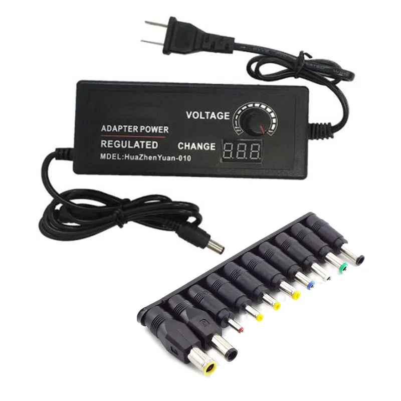 Adaptateur d'Alimentation Universel Réglable, AC 100V-240V à DC 3V-24V 3A, Chargeur 5.5x2.1mm, Jack à Fiches, Connecteur Femelle DC