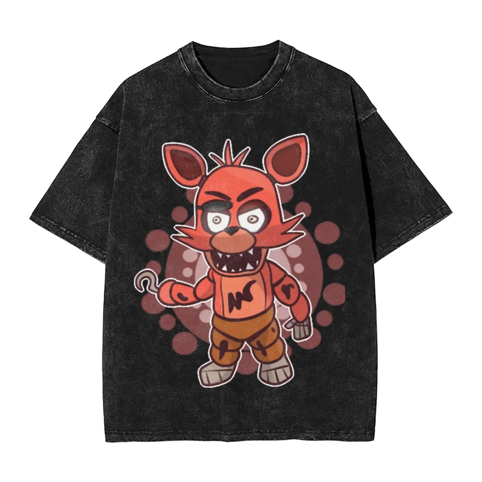 FNAF At Freddys Washed Streetwear Hip Hop Novelty T-Shirts  Tees for Men Women 100% Cotton