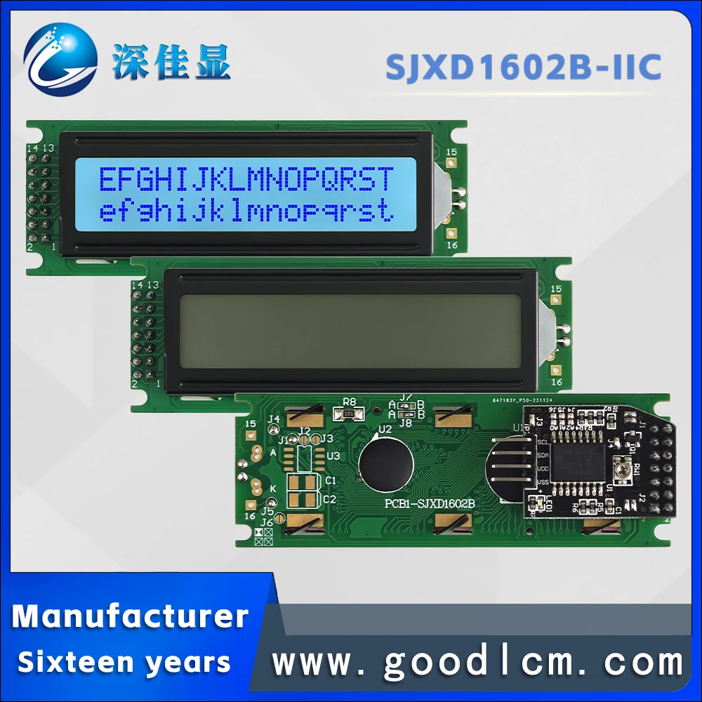 Russian character screen IIC/I2C Interface SJXD1602B-IIC STN Gray Positive 16X2 LCD Screen Character LCM Display Module