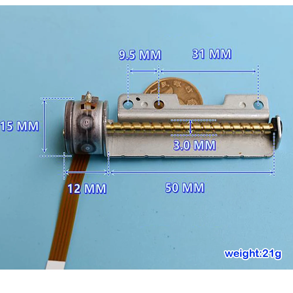 Micro 15MM Stepper Motor  2-Phase 4-Wire Stepper Motor Micro DC 6V 0.55A 50MM Long Screw Rod Mini Electric Stepping Motor Model