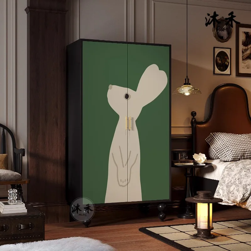 

LXY Modern Light Luxury Solid Wood Wardrobe Hotel Room Art Bedside Storage Cabinet
