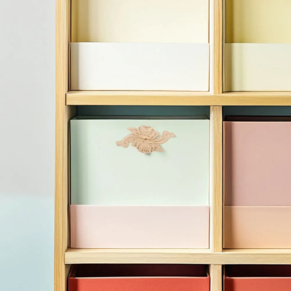 

2Pcs Unpainted Solid Wood Rose Appliques Meticulously Carved for Furniture Wall Creative Decoration Appliques for Furniture