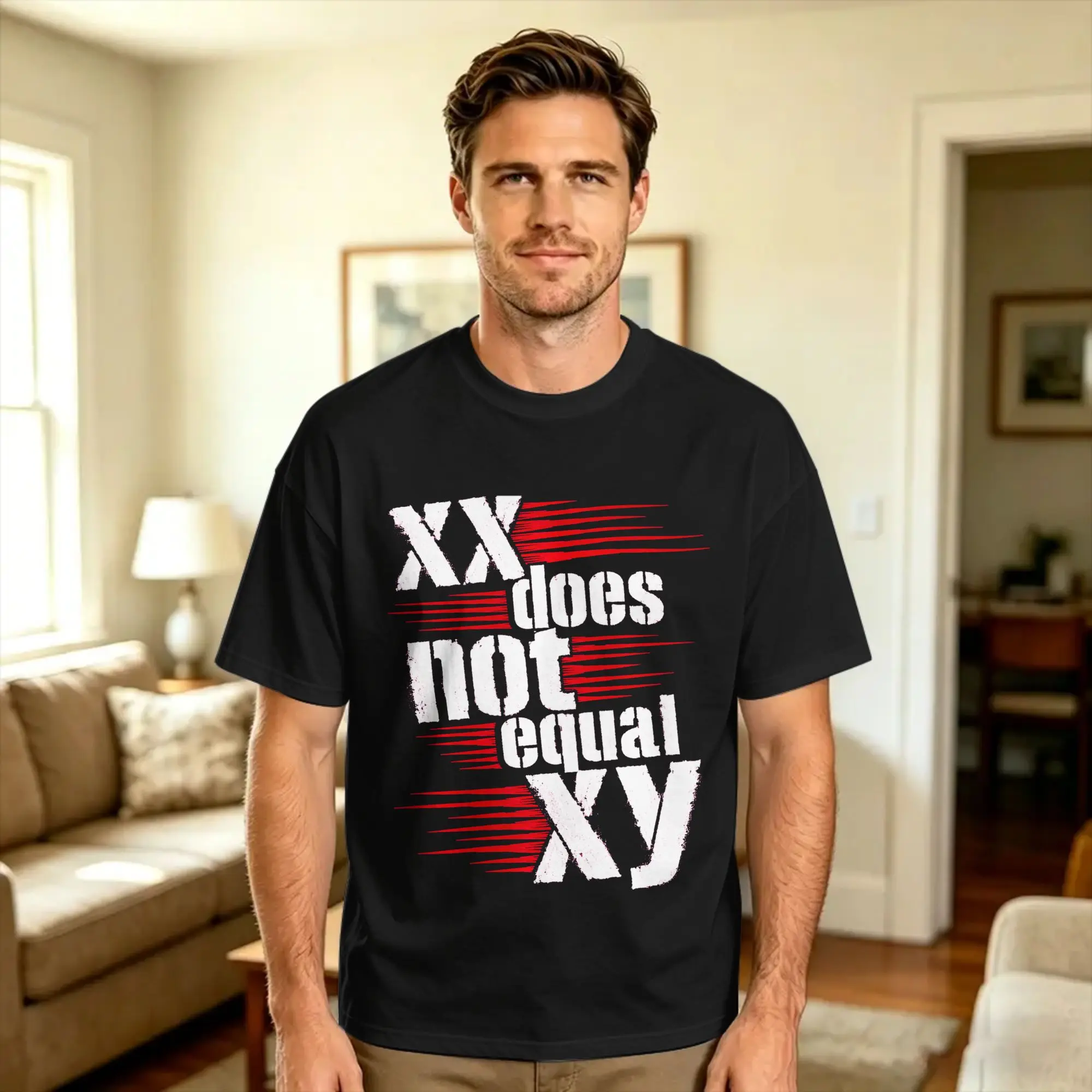 XX Does Not Equal XY T-Shirt Man  Vintage T Shirts Summer O Neck Trending Tee Shirt Cheap Big Size Tops