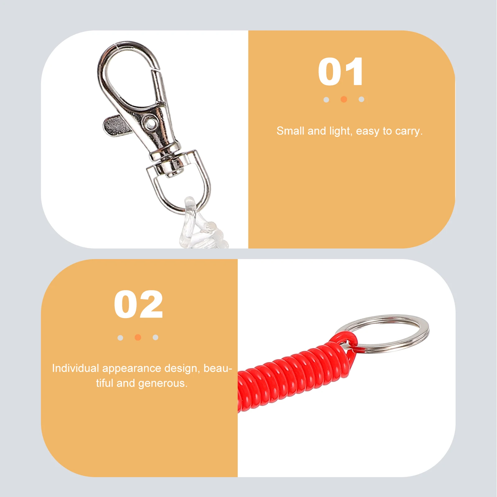 

3 pcs Spring Key Chain Spiral Stretch Pu Soft Rubber 180mm Black Red Transparent Retractable Bag Lanyard Keychains Safe Durable