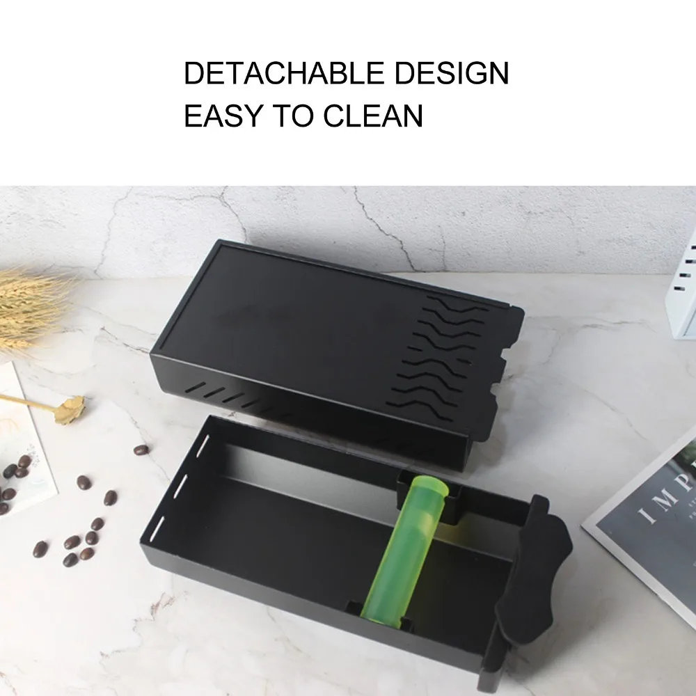 Stainless Steel Coffee Knock Box Anti Slip Feet Detachable Design Espresso Knock Box Black Finish Drawer Type