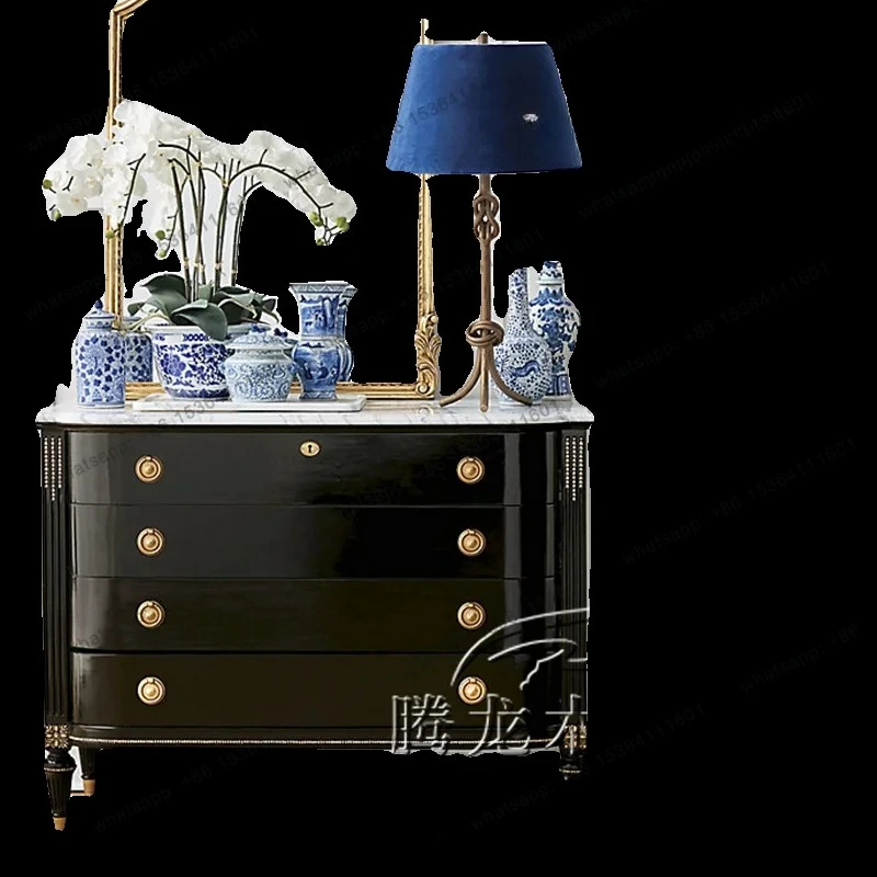 Italian solid wood porch cabinet light luxury simple decorative living room foyer cabinet classical chest cabinet