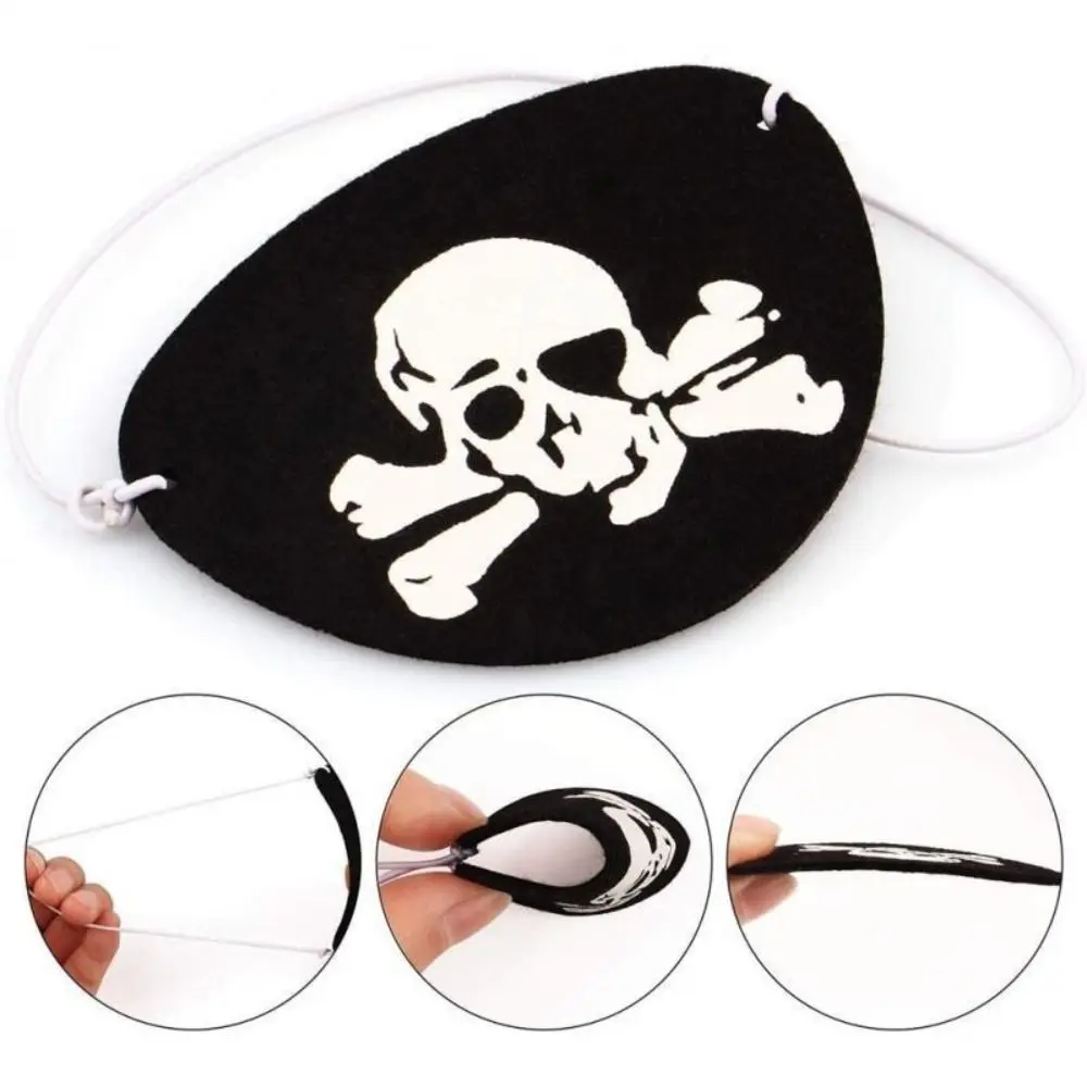 1pc Pirate Eye Patches Skeleton Eye Mask Felt One Eye Skeleton Captain Eye Patches for Halloween Pirate Theme Party Decoration