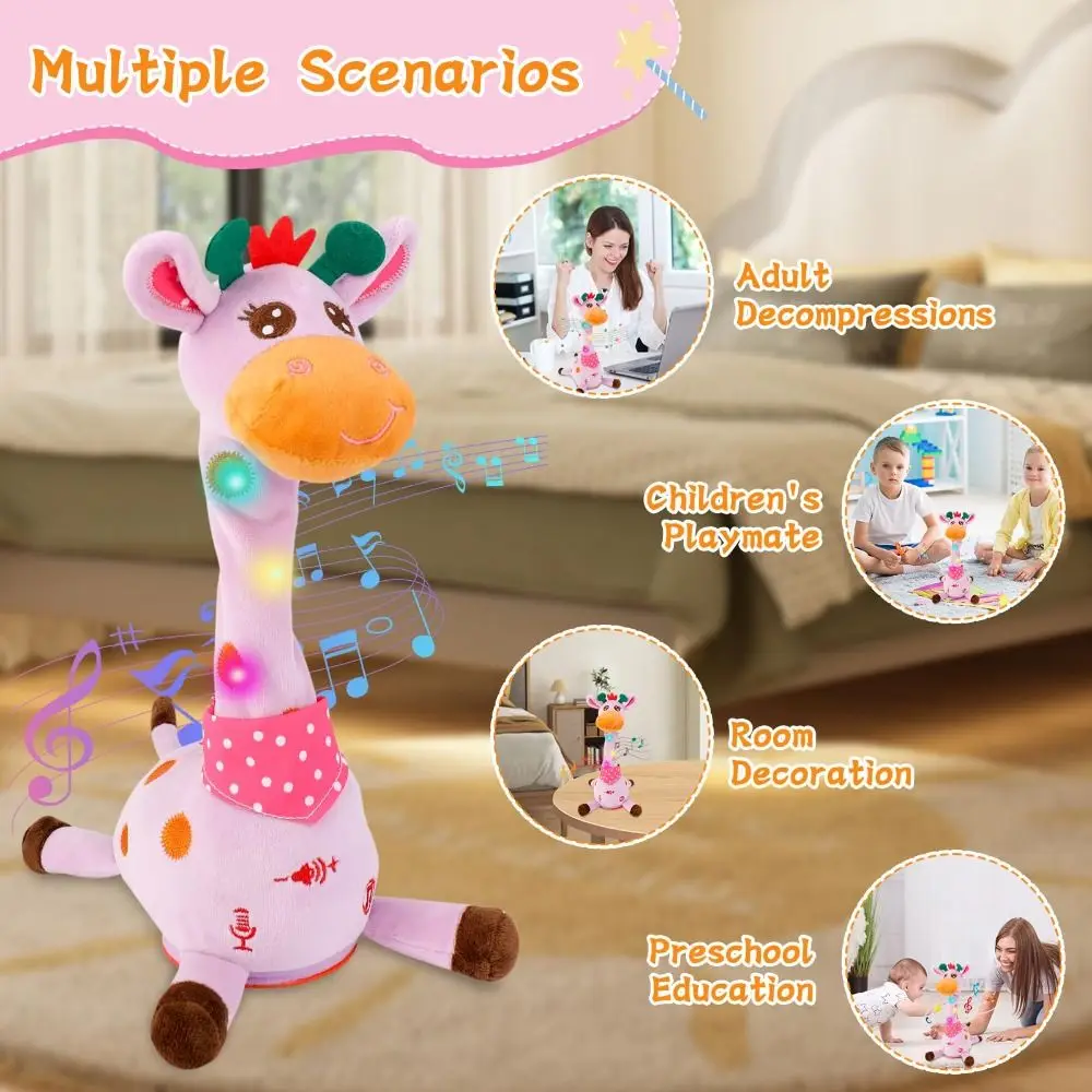 Repeating What You Say Dancing Talking Giraffe Adjustable Volume with 10 Songs Animal Musical Swaying Dancing Giraffe Gifts