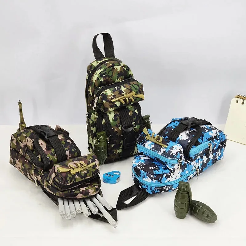 Mini zainetto Camouflage Storage Bag zaino Pen Case Boy Pencil Bag studente Pen Bag astuccio scuola cancelleria