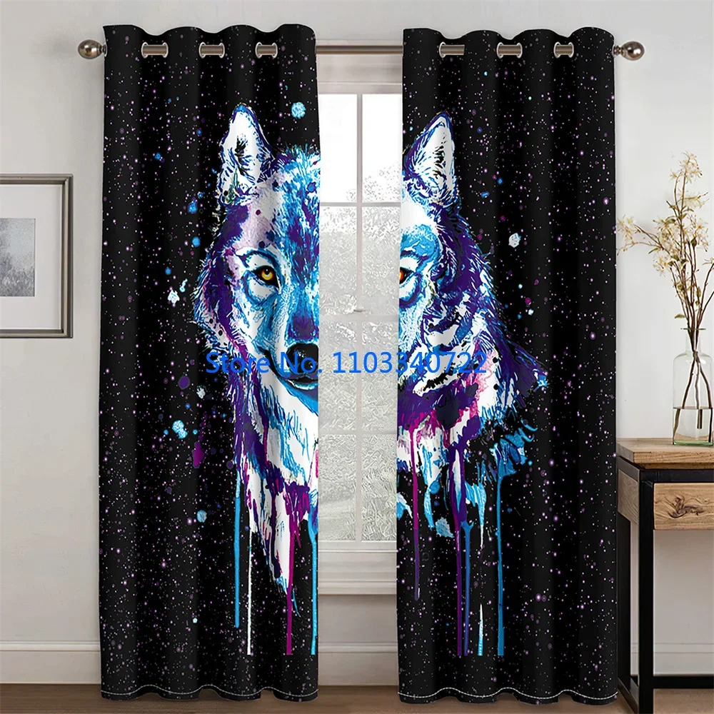 3D Bohemian Digital Animal Psychedelic Wolf Pattern Curtain 184x215cm 3D Print Blackout Curtains Living Room Custom Kids Gift