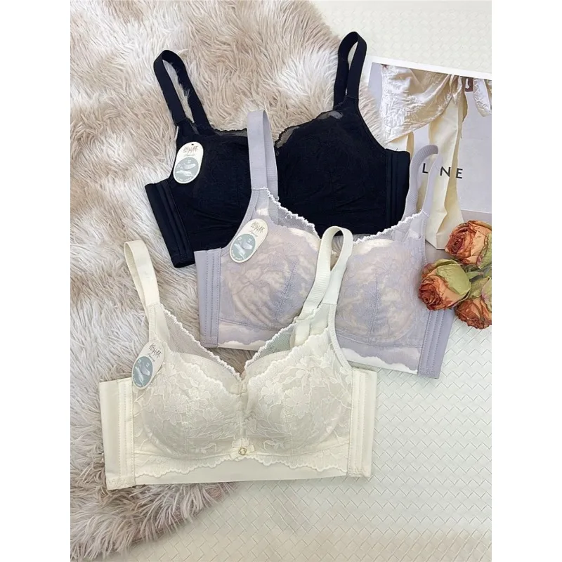 Sexy Spitzen-BH für große Brüste, Push-Up-Minimizer, ultradünnes Bralette, kabellos, ohne Bügel, bequem, nahtlos, vollständige Abdeckung, MOYISU