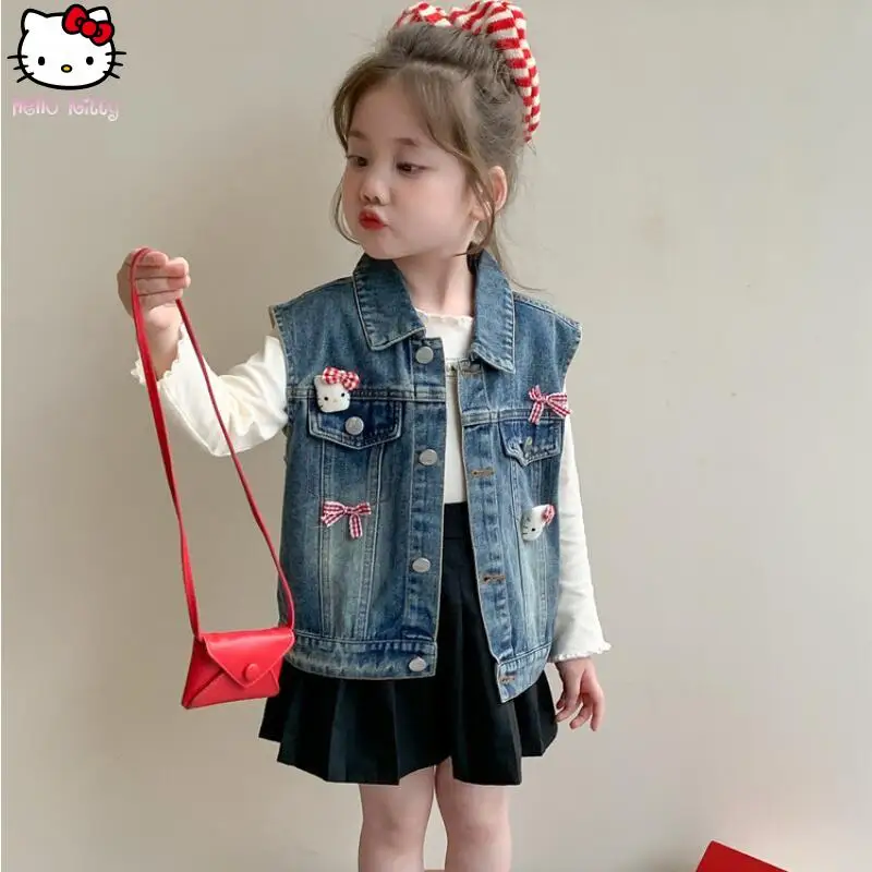 حار Kawaii مرحبا كيتي أنيمي سترة الأطفال الكرتون سترة سترة أنيقة تحمل شعار لعبة البيسبول جديد دافئ ملابس كاجوال مناسبة لخريف فتاة الملابس