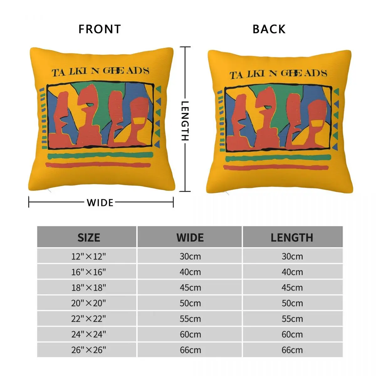 Talking Heads Band Yellow Square Pillowcase Polyester Linen Velvet Creative Zip Decor Throw Pillow Case Home Cushion Cover