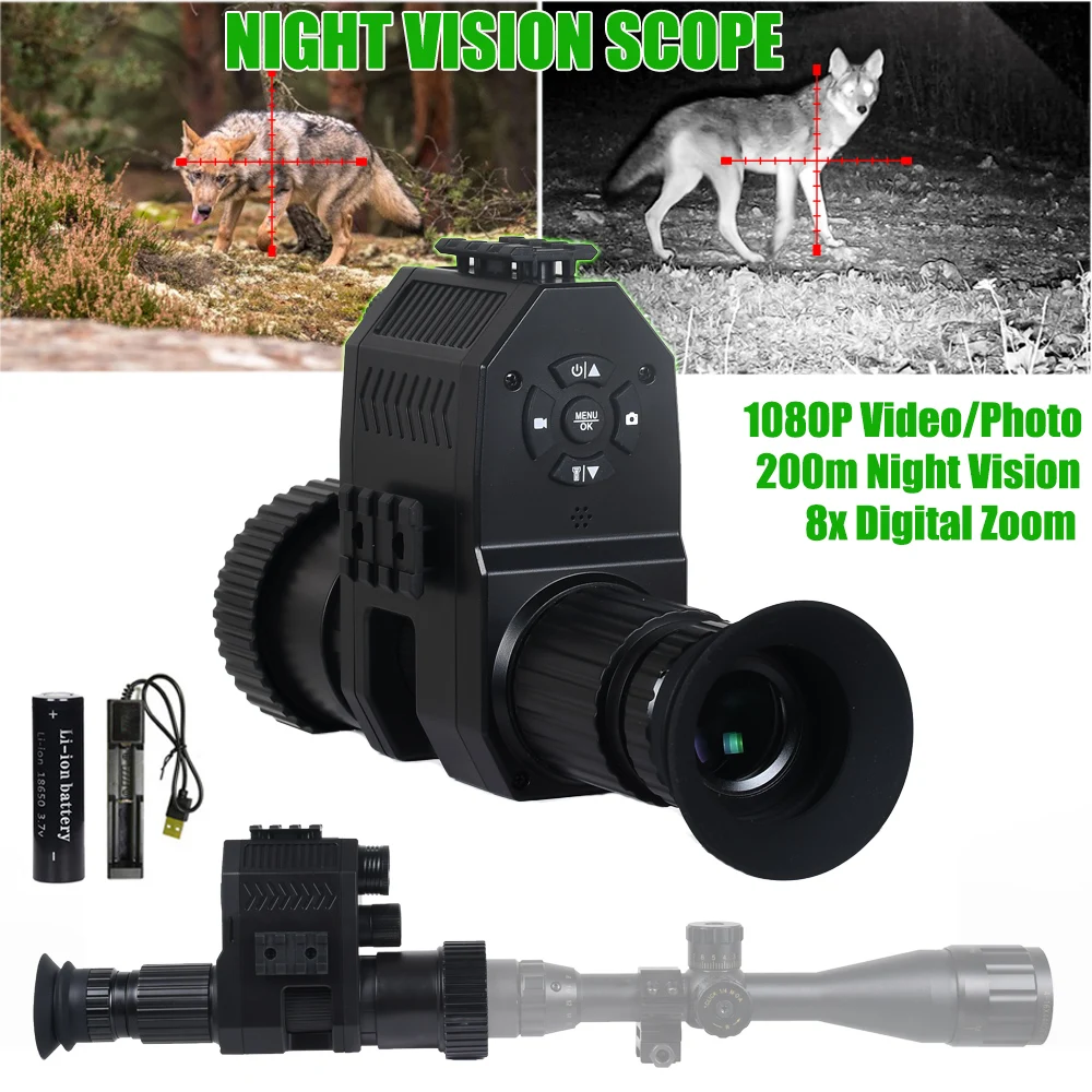 Megaorei NK007S Night Vision Scope For Hunting HD 1080P Photos Videos 8X Digital Zoom Clip on Night Vision Monocular Day And Night Observation Up to 300M